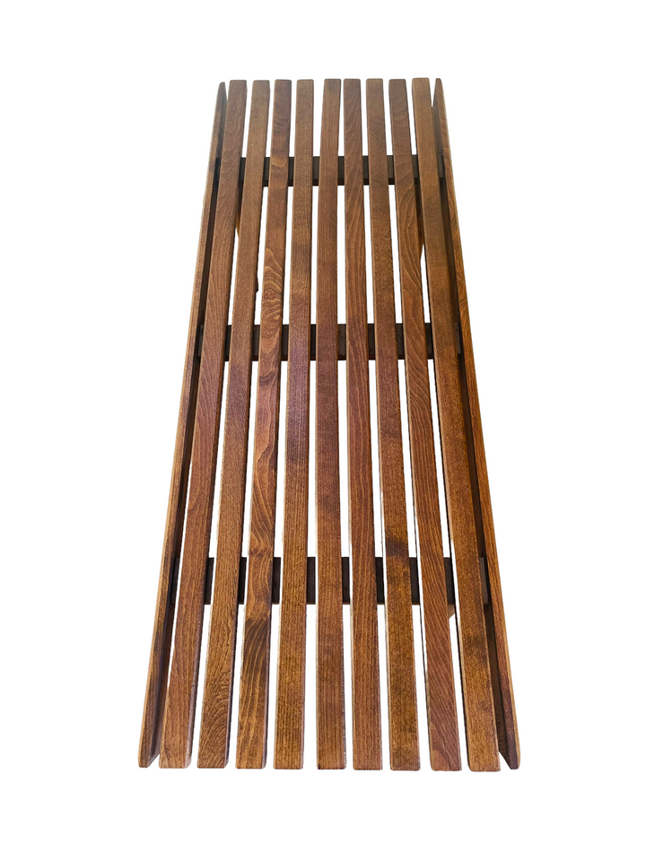 Mid-Century Modern Walnut Slatted Bench / Coffee Table image 1