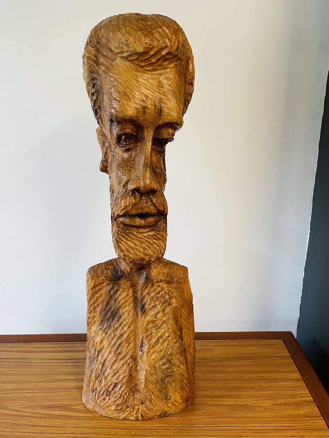 Extra Large Hand Carved Wooden Bust Of Men  image 1