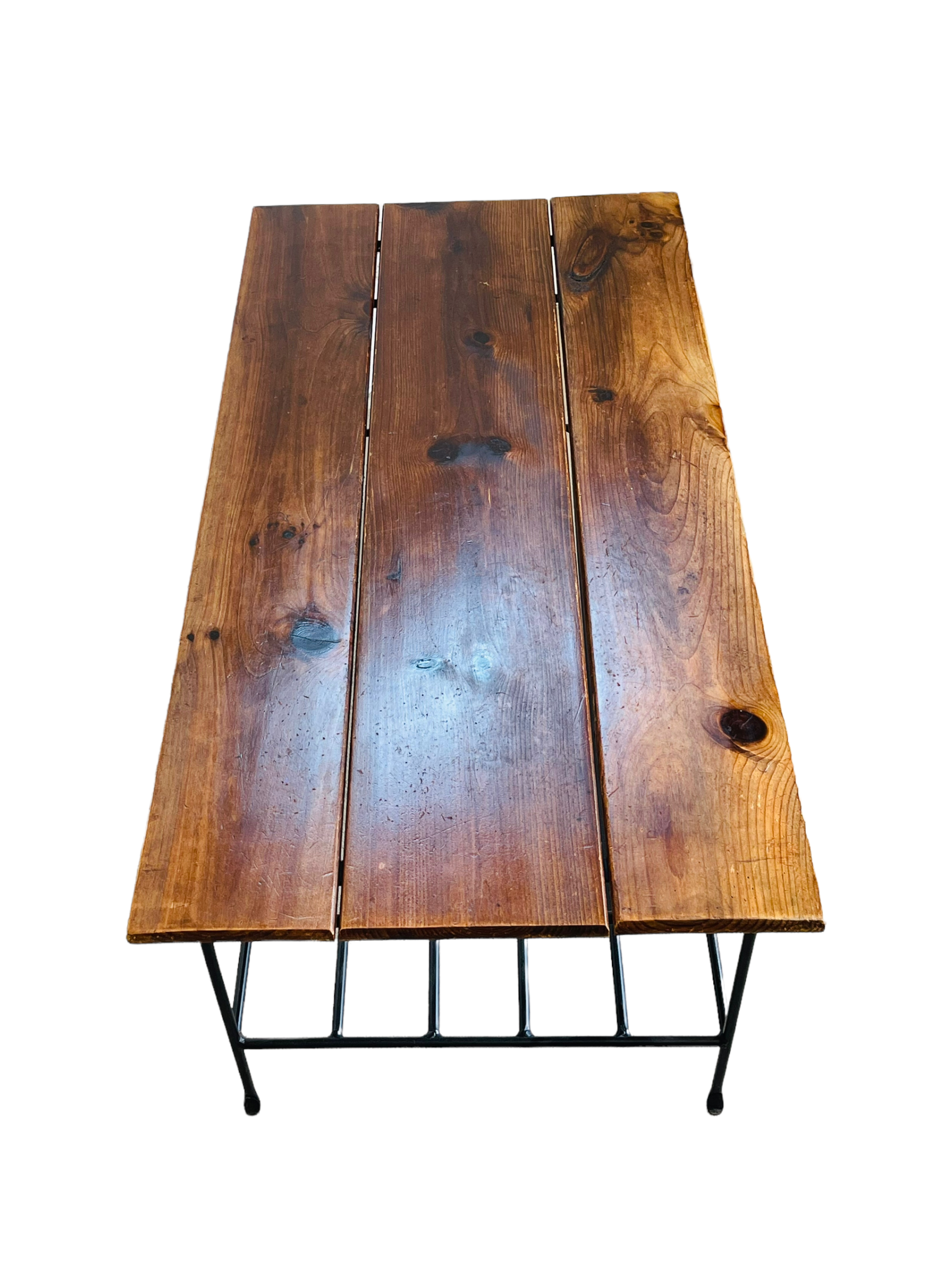 Mid-Century Industrial Coffee Table with Steel Base image 4