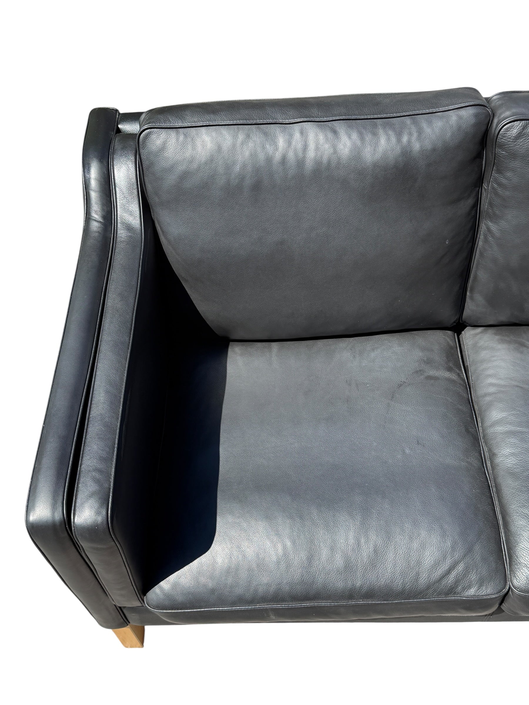 Mid-Century Modern Black Leather Sofa – Two Seater image 6