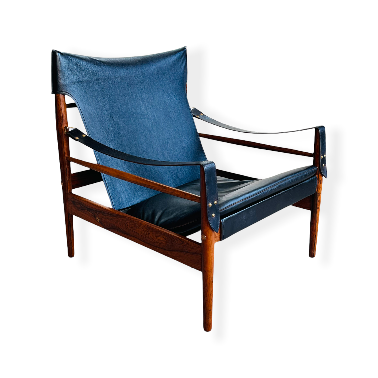 Danish Modern Rosewood Antelope Safari Leather Chair by Hans Olsen image 1