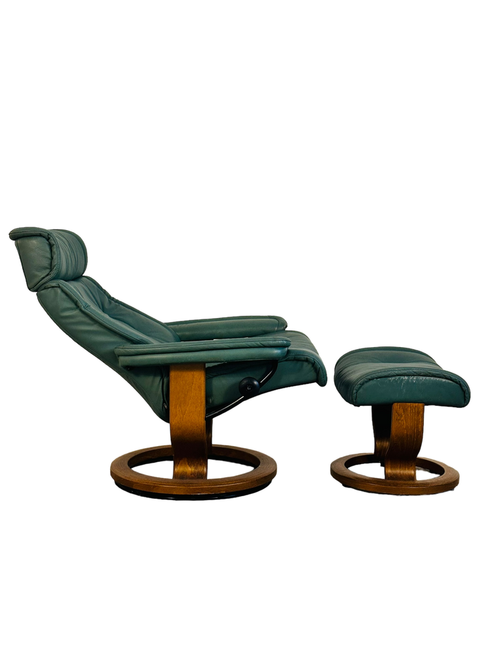 Rare Green Ekornes Stressless Lounge Chair & Ottoman image 0