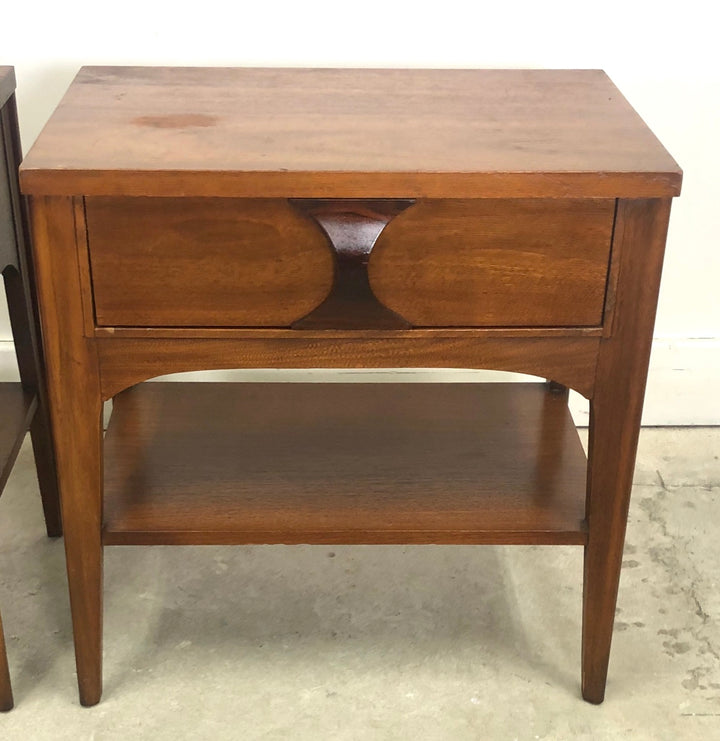Pair Mid-Century Modern Rosewood & Pecan Nightstands By Kent Coffey image 6