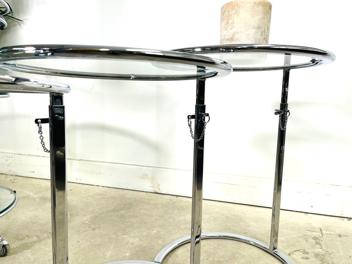 Set 4 Chrome & Glass Bar Cart & Nesting Table Eileen Gray Style image 8