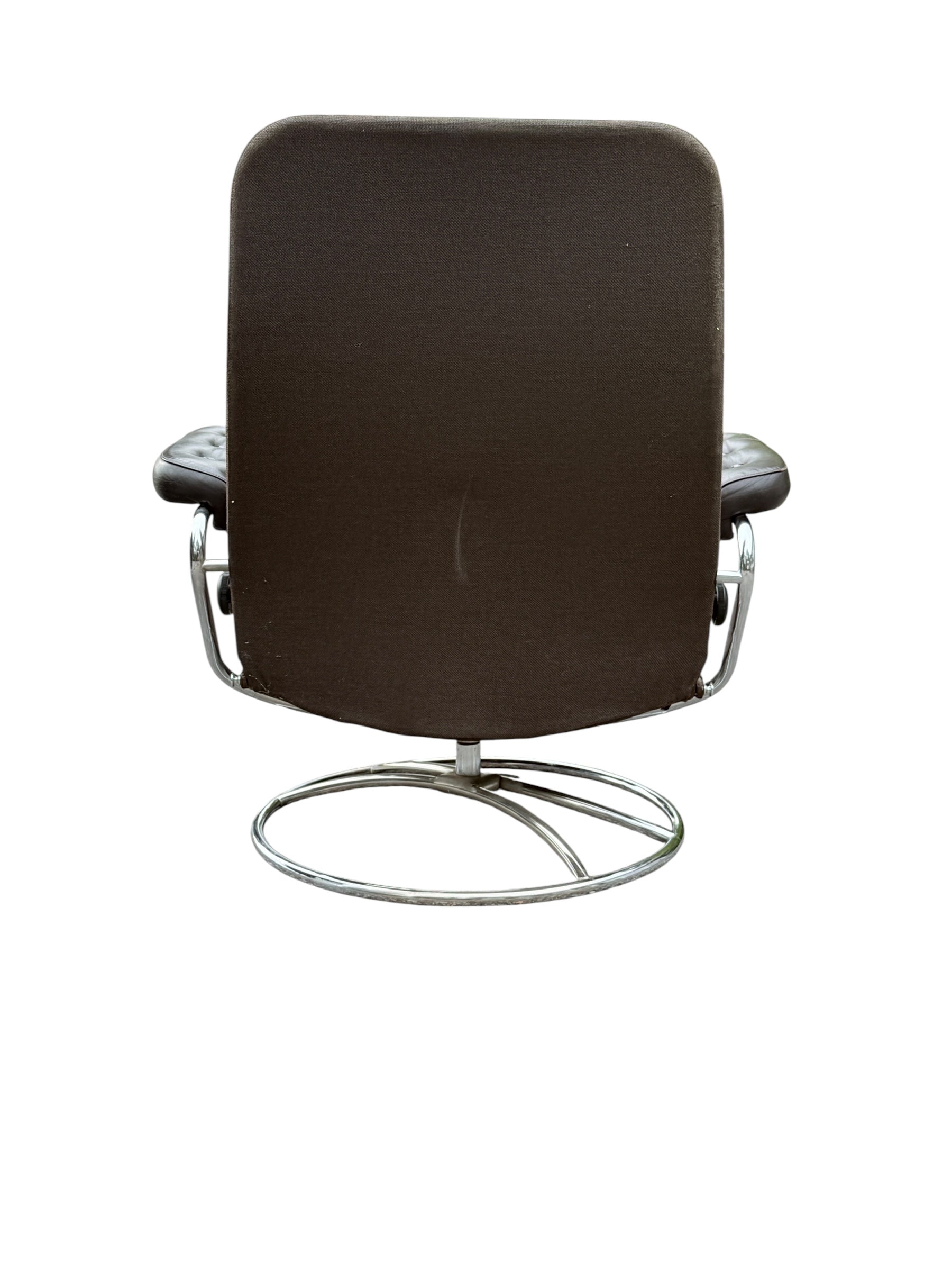 Vintage Ekornes Stressless Recliner & Ottoman – Mid Century Modern Chrome Base image 7