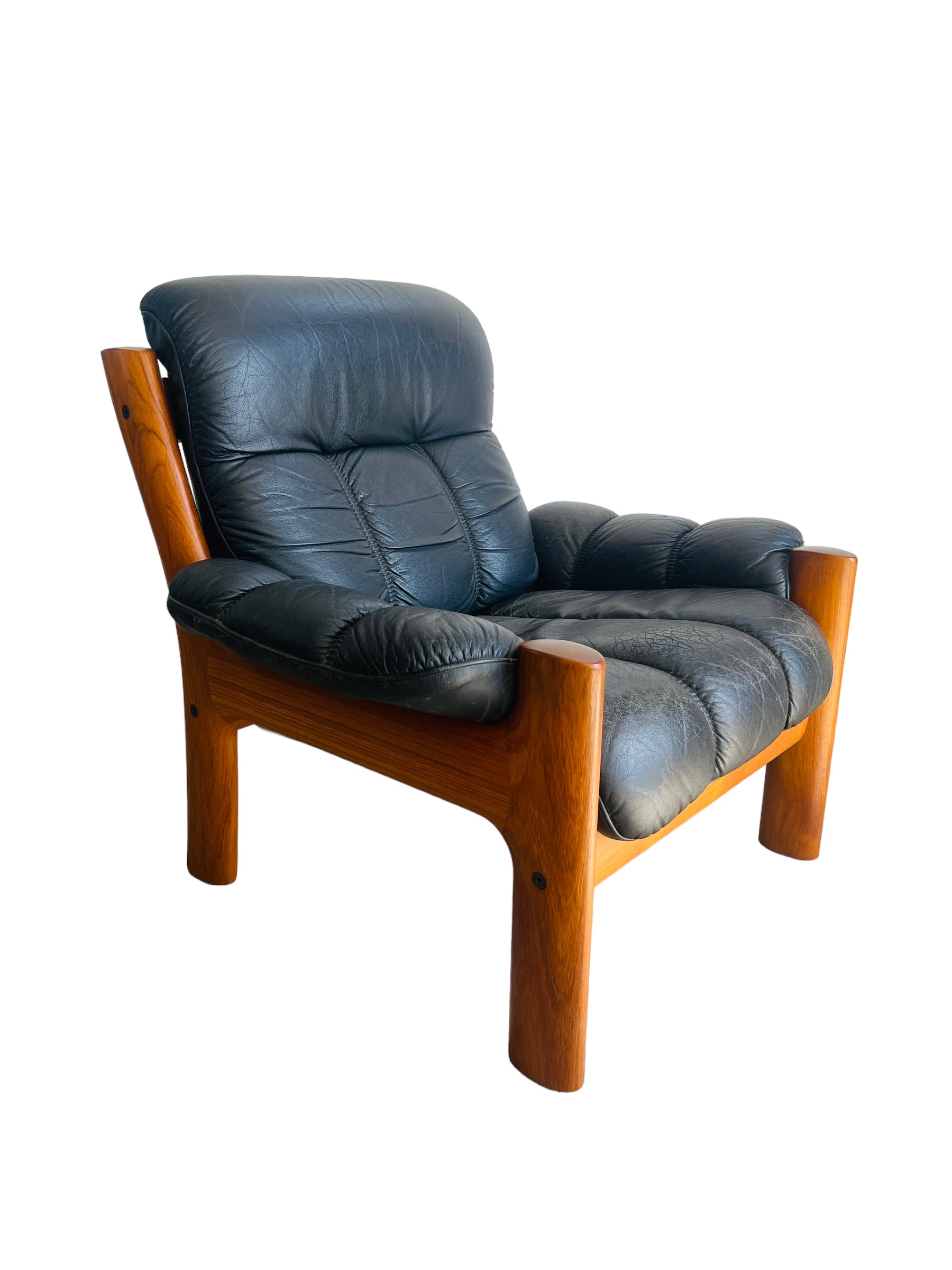 Mid Century Modern Ekornes Teak & Leather Lounge Chair image 8