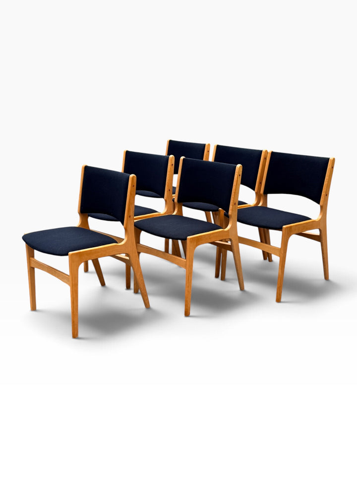 Six Erik Buch chairs, angled group view