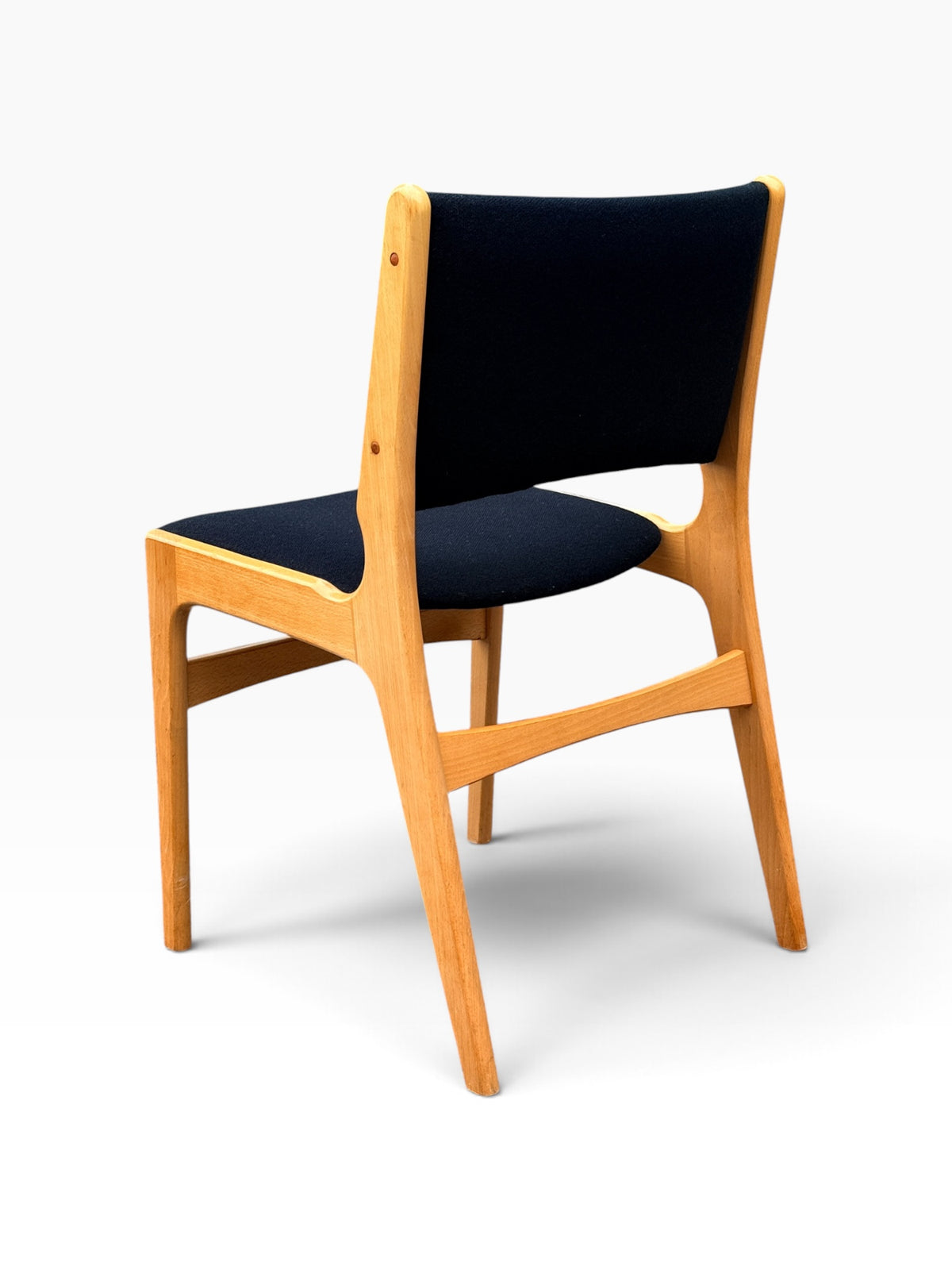 Beech dining chair, rear angled view