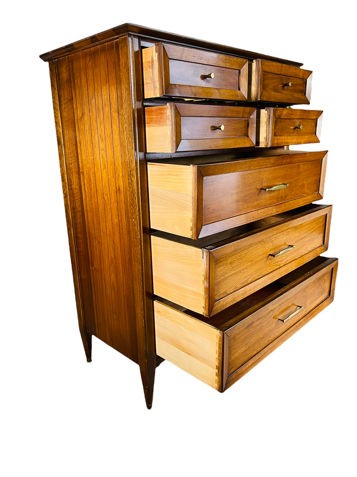 Mid-Century Modern Walnut Tall/Highboy Dresser by Permacraft image 3