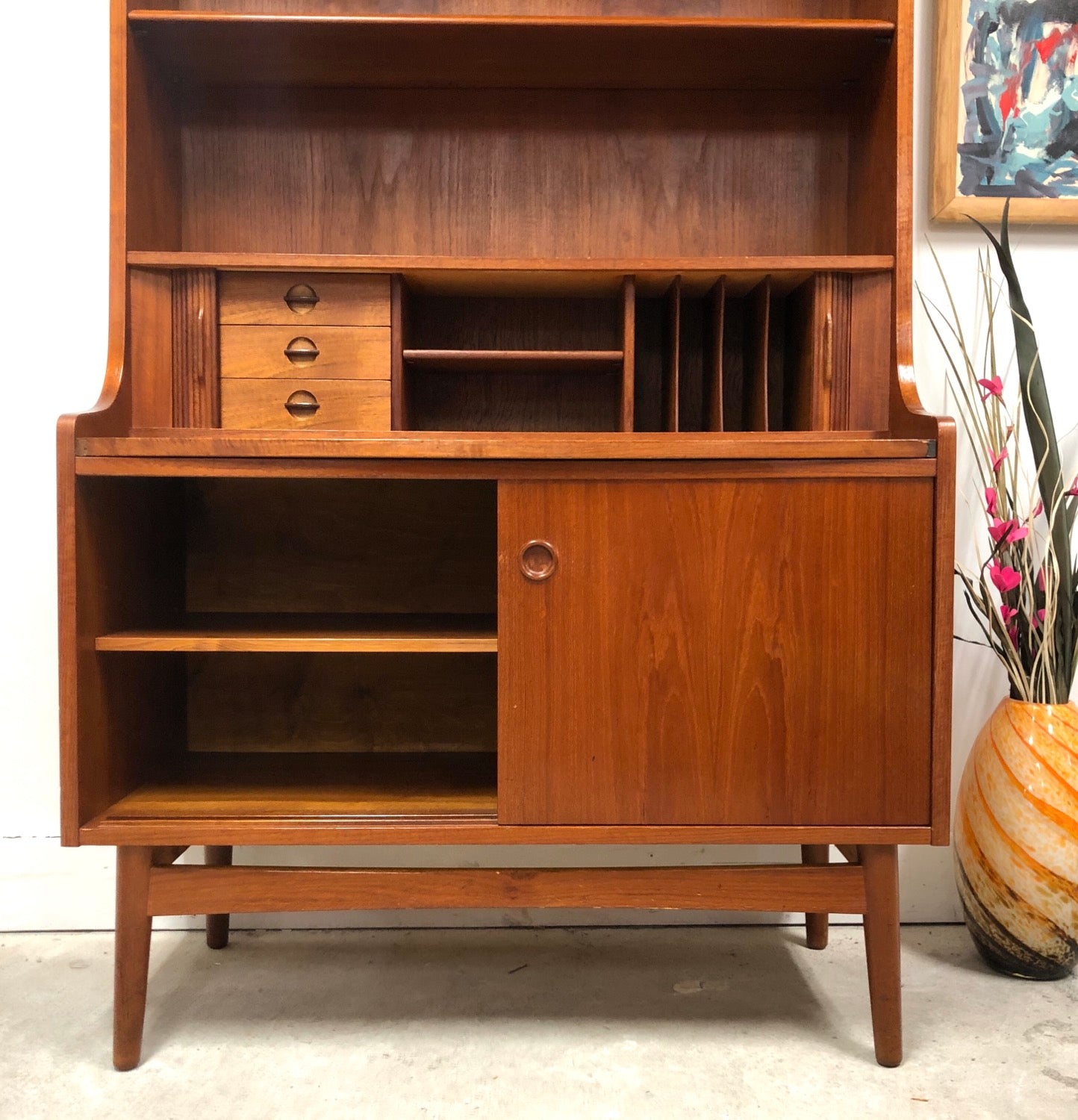 Mid-Century Danish Modern Teak Secretary Desk & Bookcase By Bornholms image 10