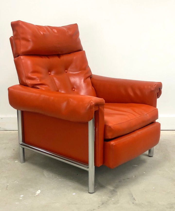 Mid-Century Modern Recliner Lounge Chair On Chrome Frame image 4