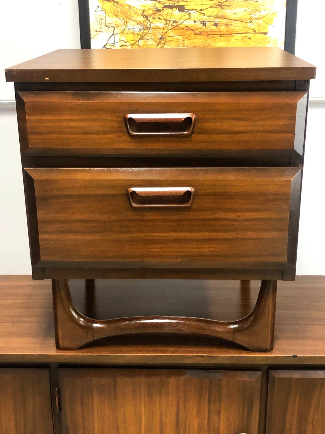 Set 2 Mid-Century Modern Credenza and 2 Drawer End Table image 1