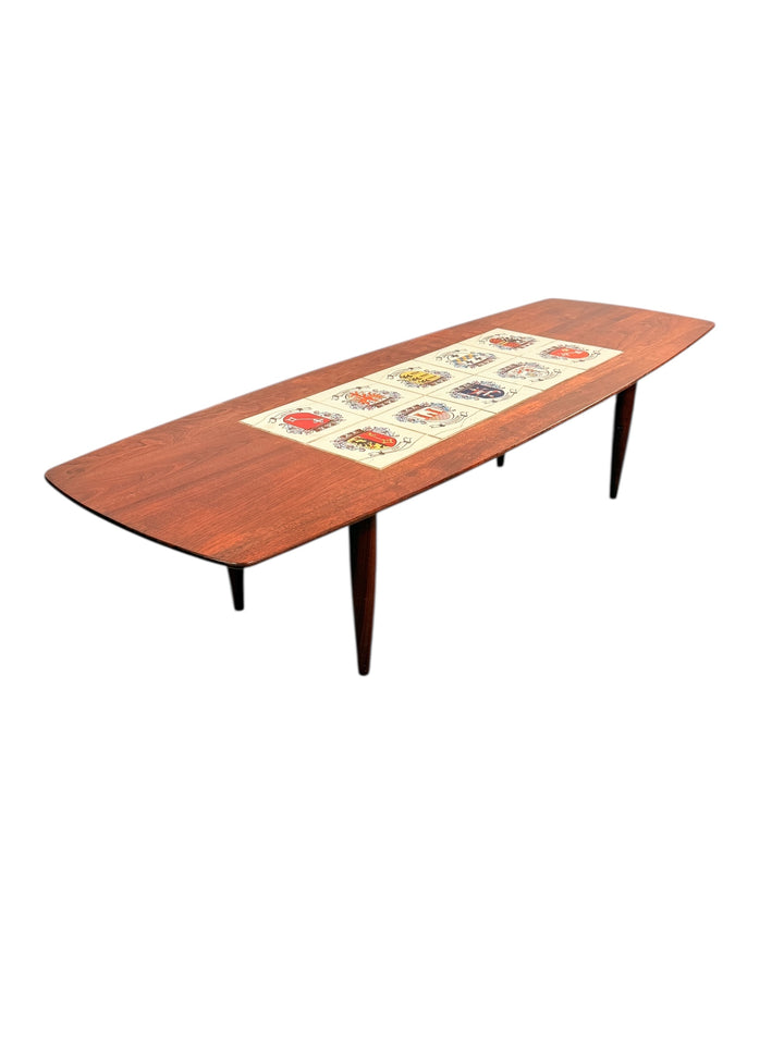 Mid Century Modern Walnut Coffee Table With Tile Inlay image 0