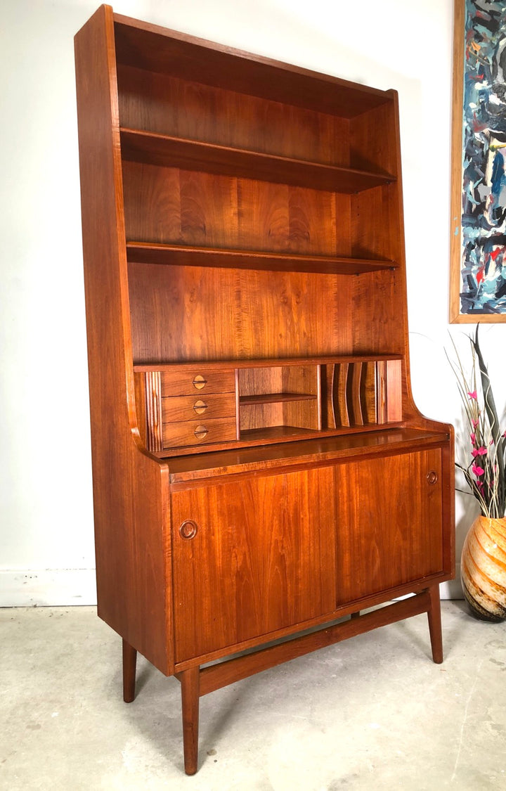 Mid-Century Danish Modern Teak Secretary Desk & Bookcase By Bornholms image 0