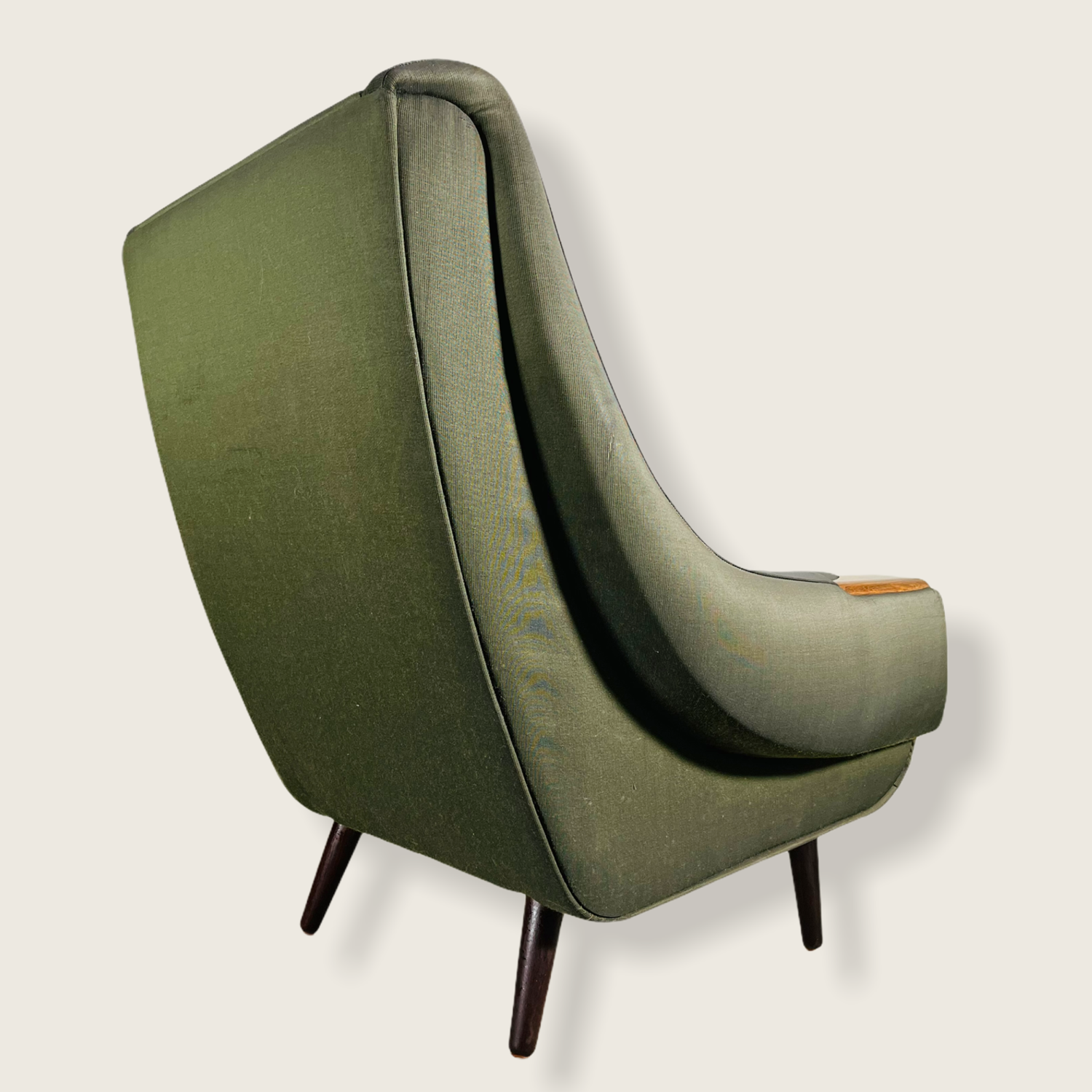 1960s Danish Modern Green Upholstered Lounge Chair  image 5