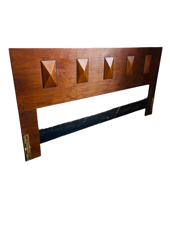 Mid-Century Modern Walnut Dimond Sculptured King Size Headboard  image 1