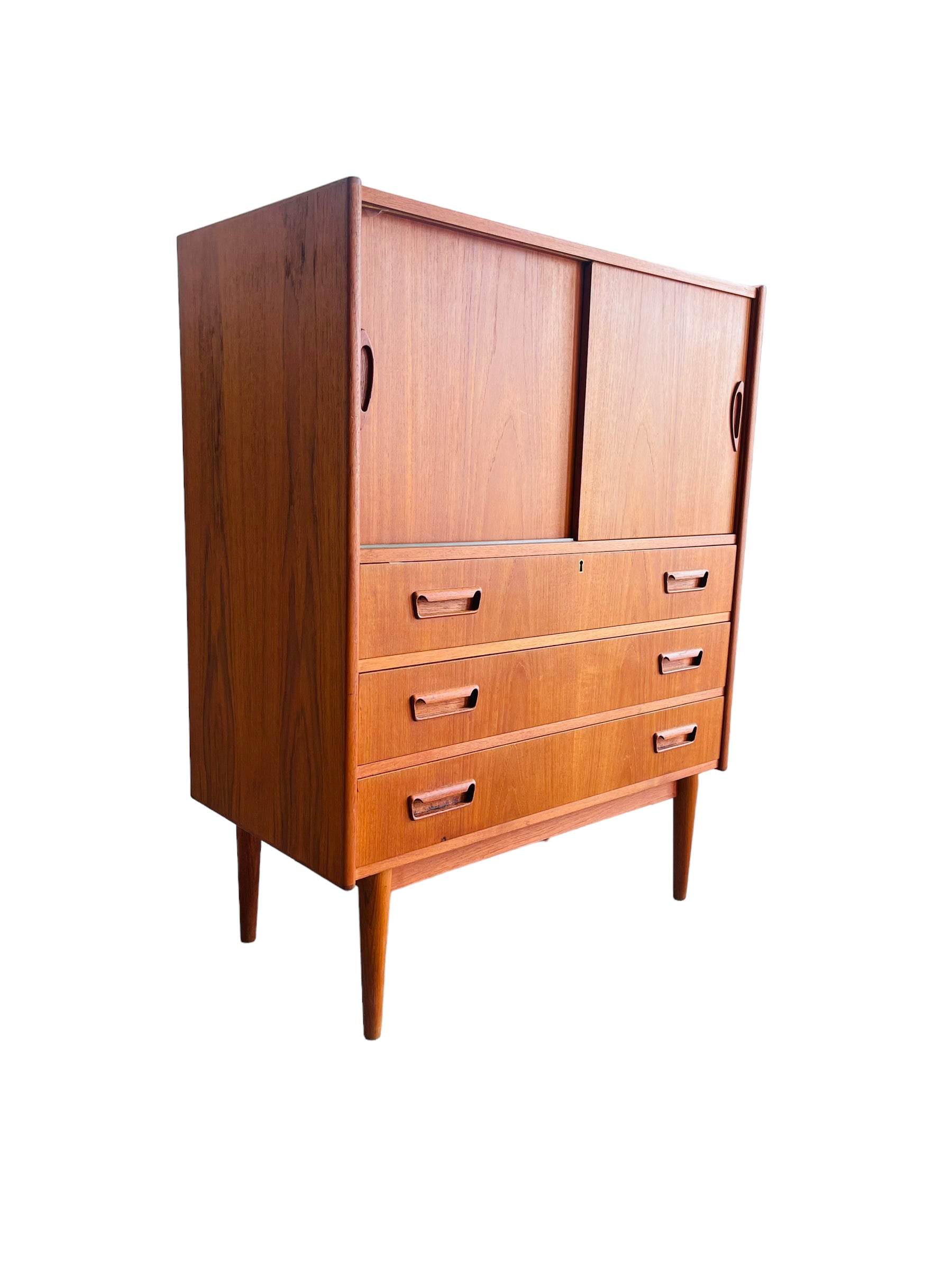 Danish Modern Teak Chest with Sliding Doors image 1