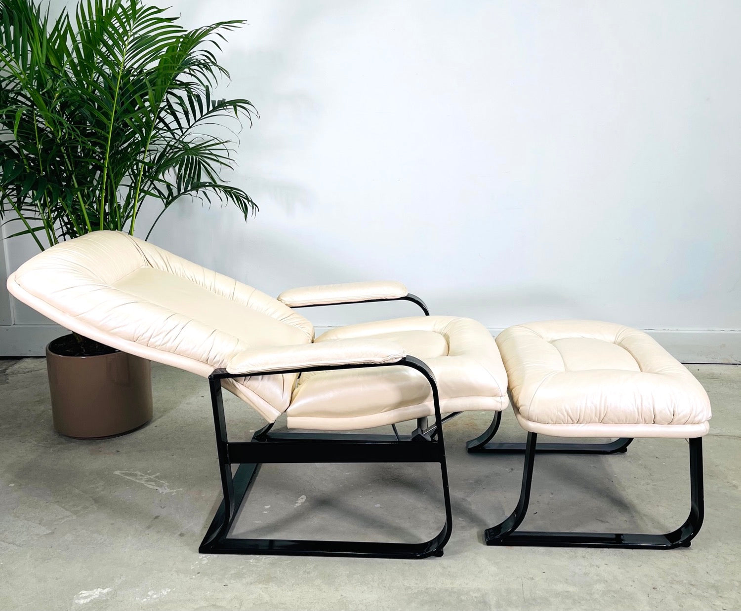 Vintage Leather Recliner & Ottoman  image 4