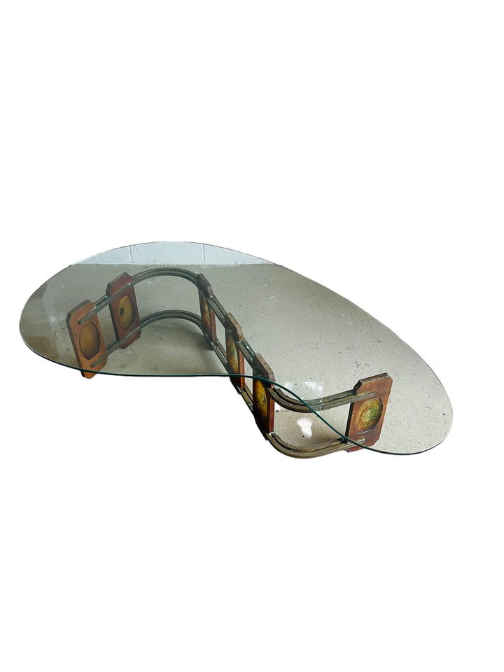 Authentic Kidney Shap Glass Coffee Table  image 1