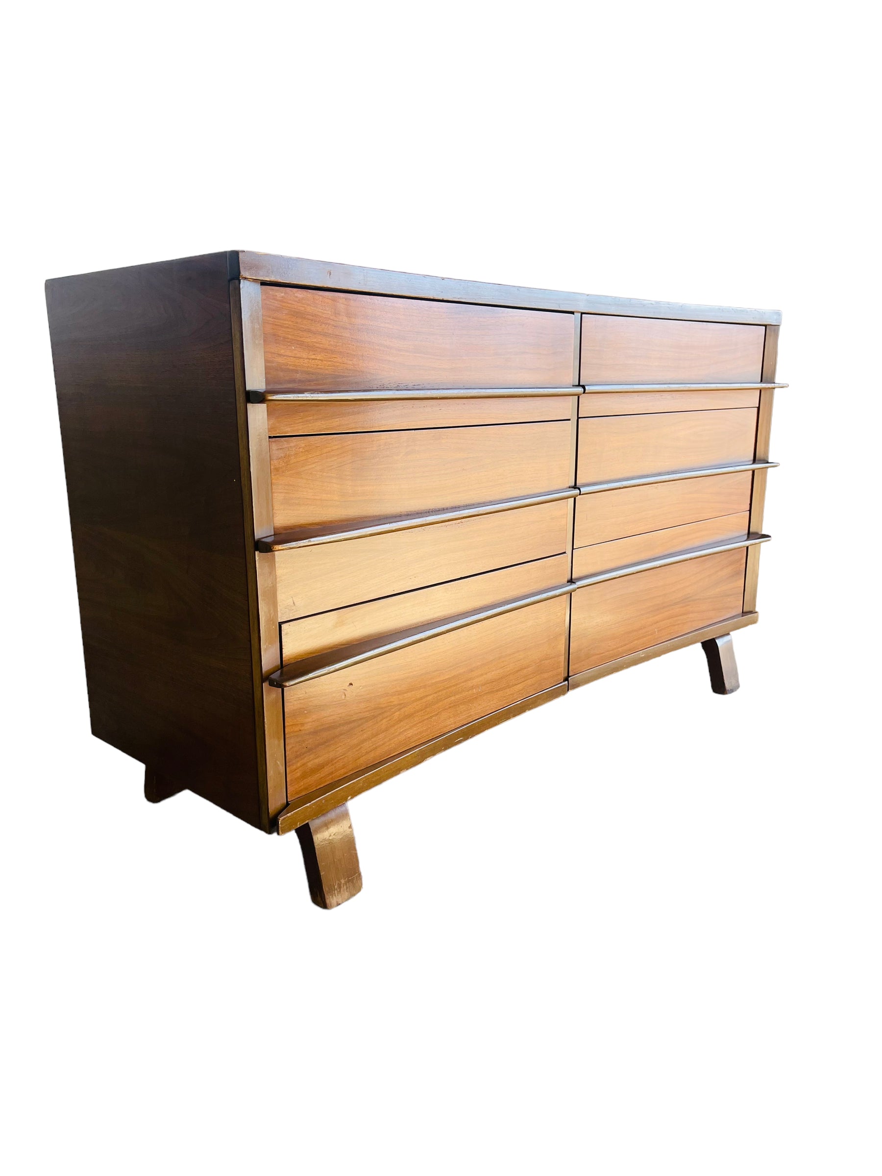 Mid Century Modern Bow Front Walnut Dresser / Credenza  image 0