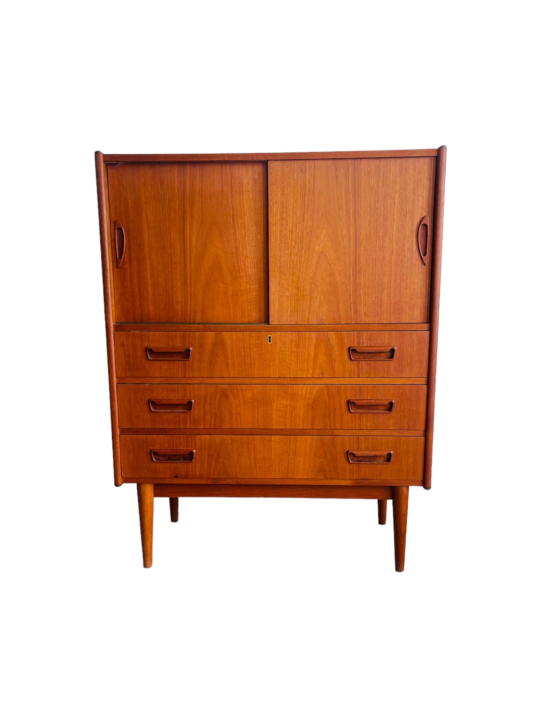 Danish Modern Teak Chest with Sliding Doors image 0