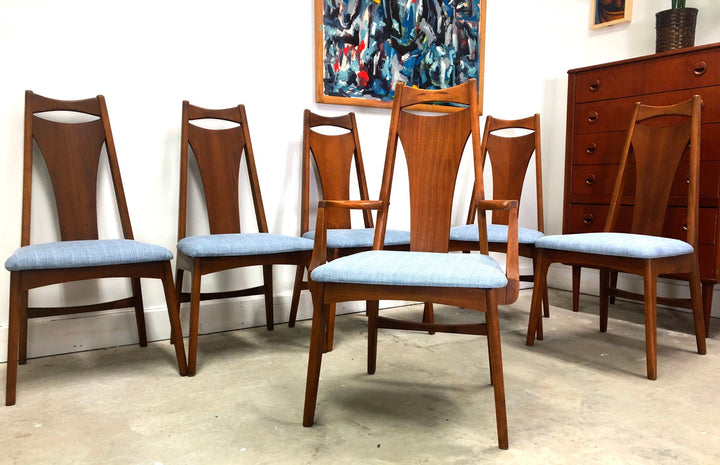Set 6 Mid-Century Modern Walnut Dining Chairs By Young Manufacturing image 1