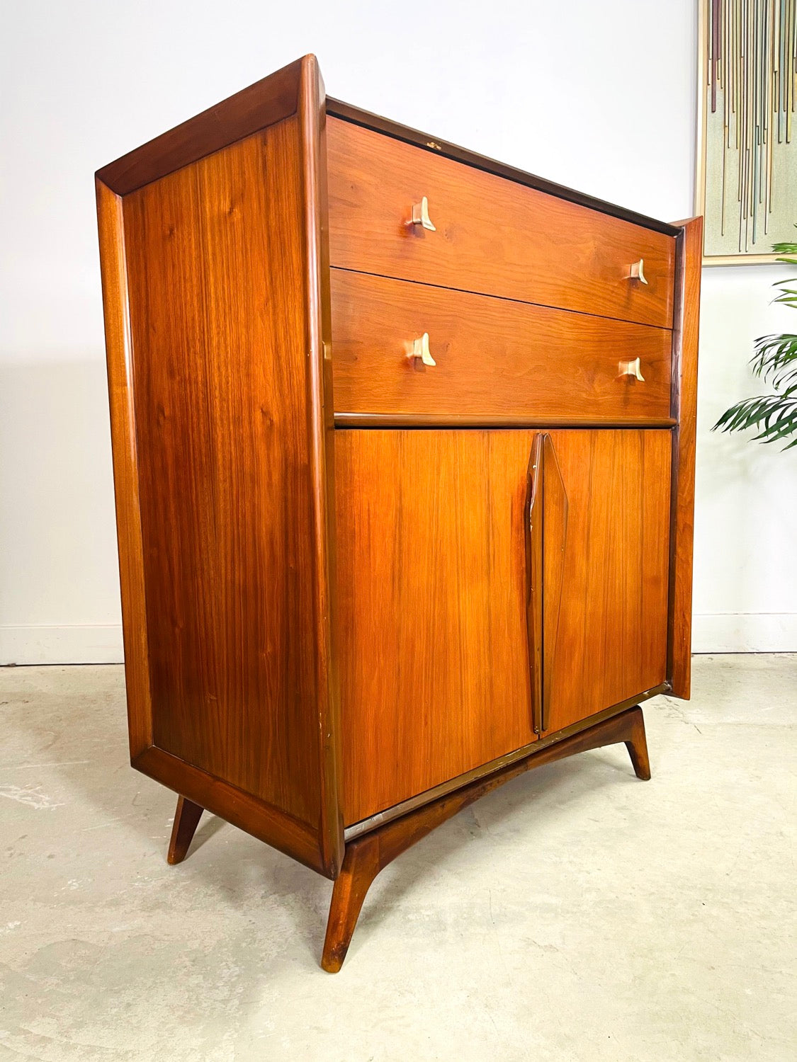 Mid-Century Modern Walnut Tall Highboy Dresser by Genova Furniture Co.  image 2