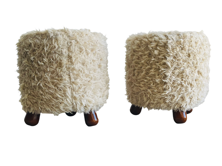 Pair of Fuzzy Stools In The Manner Of Jean Royere image 4