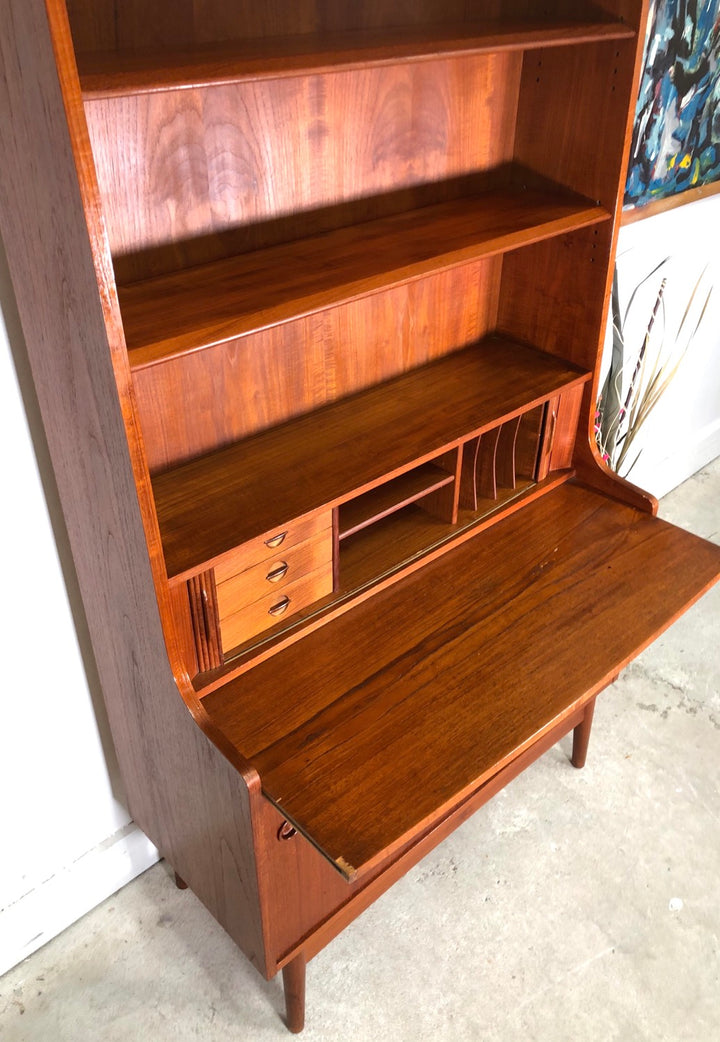 Mid-Century Danish Modern Teak Secretary Desk & Bookcase By Bornholms image 5