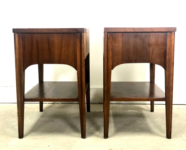 Pair Mid-Century Modern Rosewood & Pecan Nightstands By Kent Coffey image 2