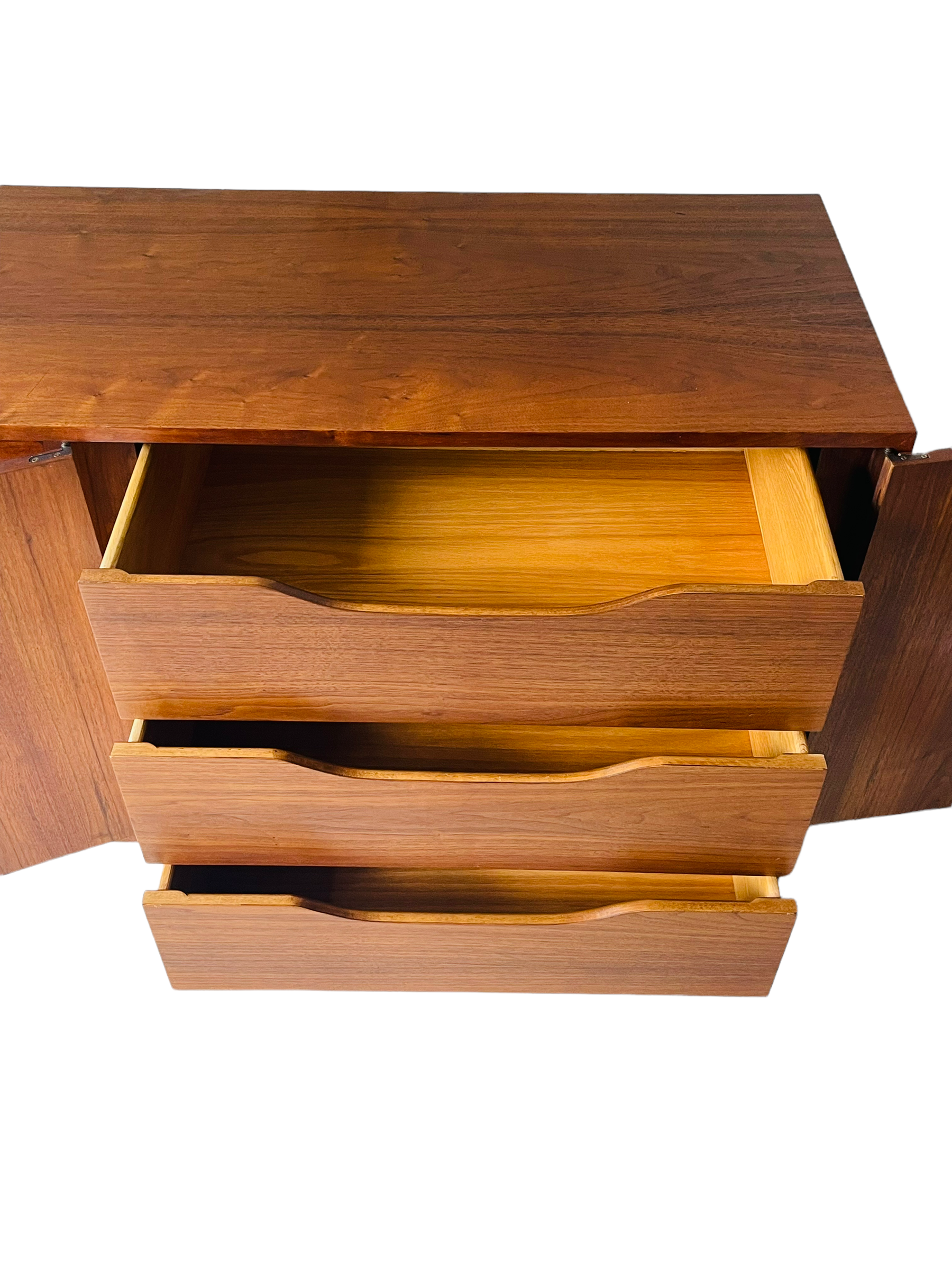 Mid Century Sculptured Walnut Lowboy Dresser / Credenza  image 2