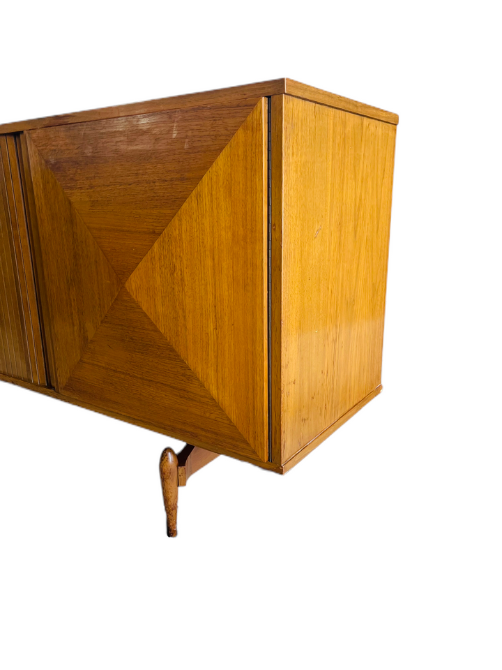 Mid-Century Modern Sculpture Dimond Credenza With Tambour Door image 4