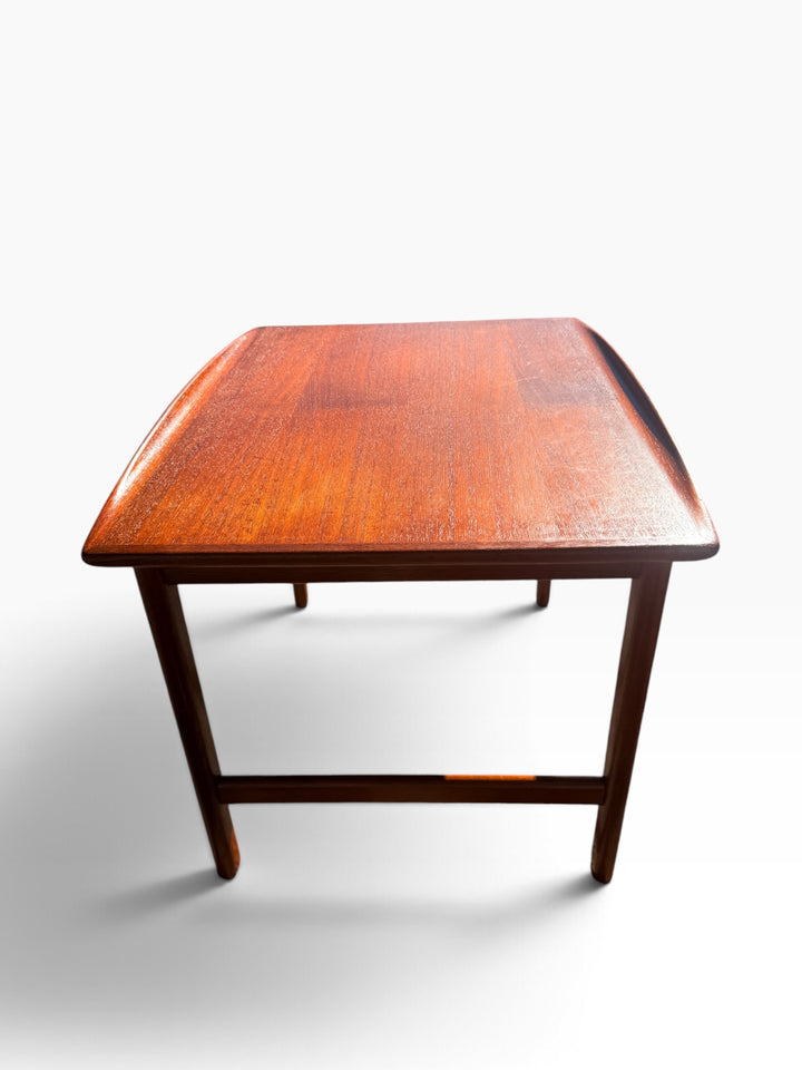 Teak surfboard end table end profile
