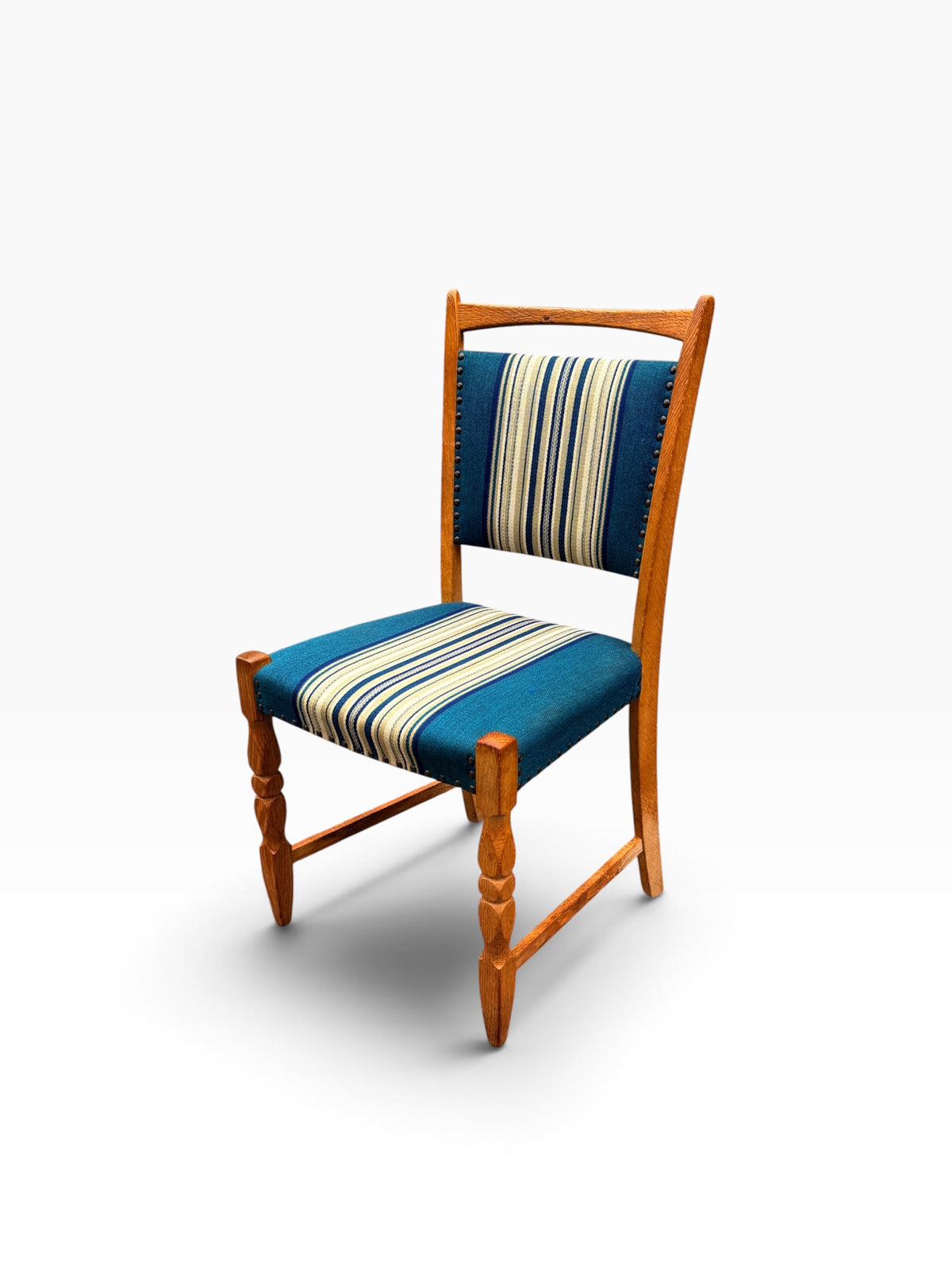 Single Kjærnulf oak dining chair, angled front view
