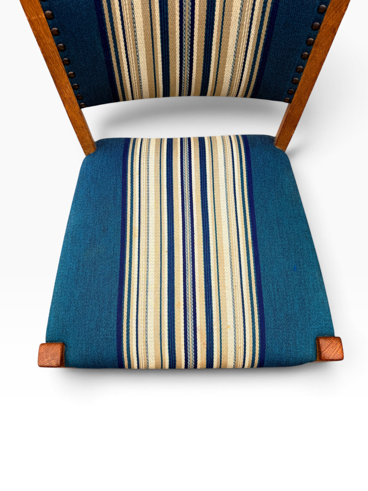 Striped upholstered seat, top view