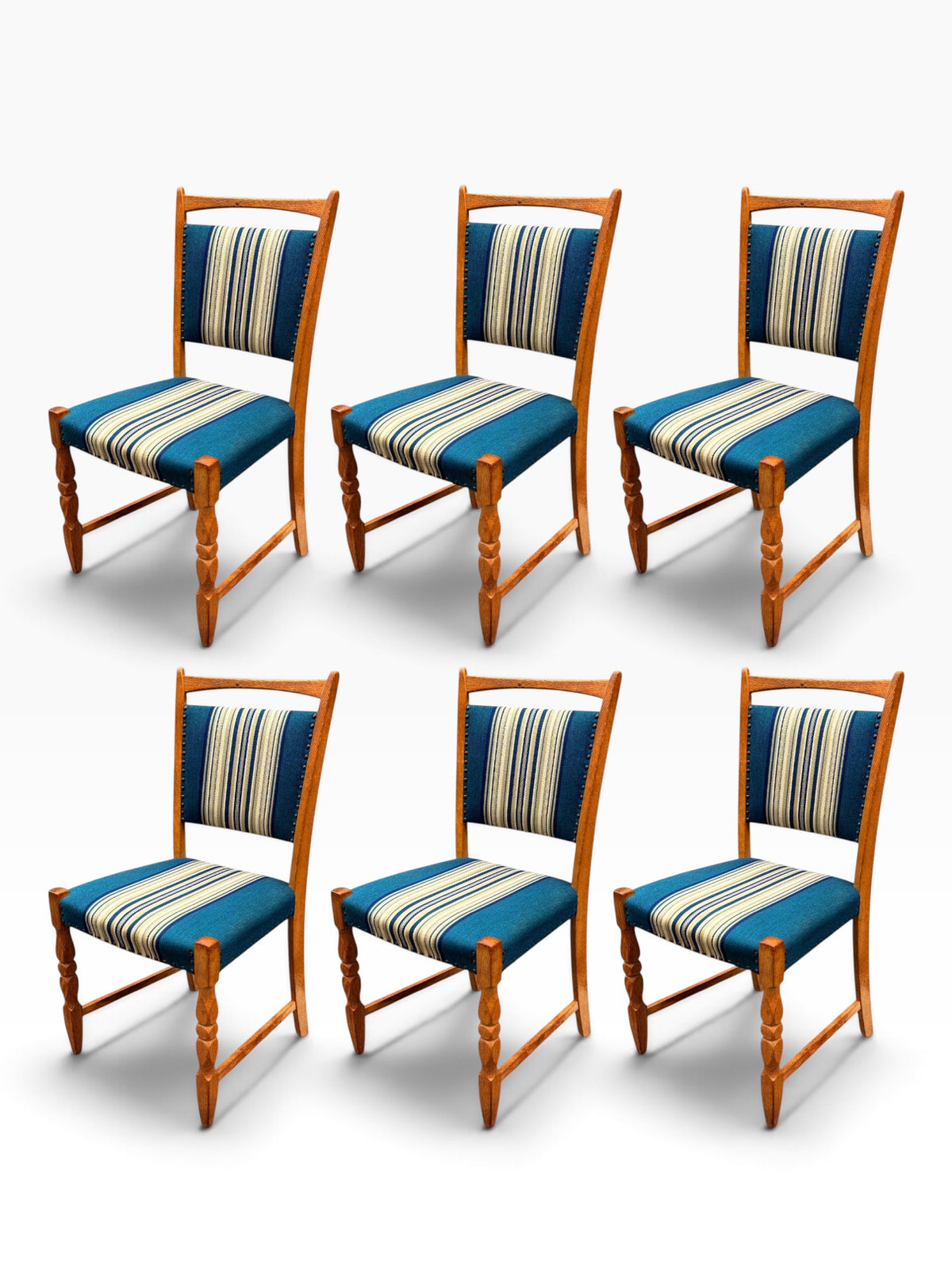 Single Kjærnulf oak dining chair, angled front view