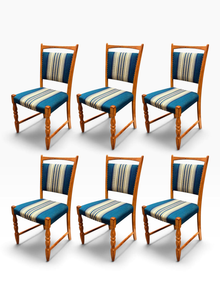 Single Kjærnulf oak dining chair, angled front view