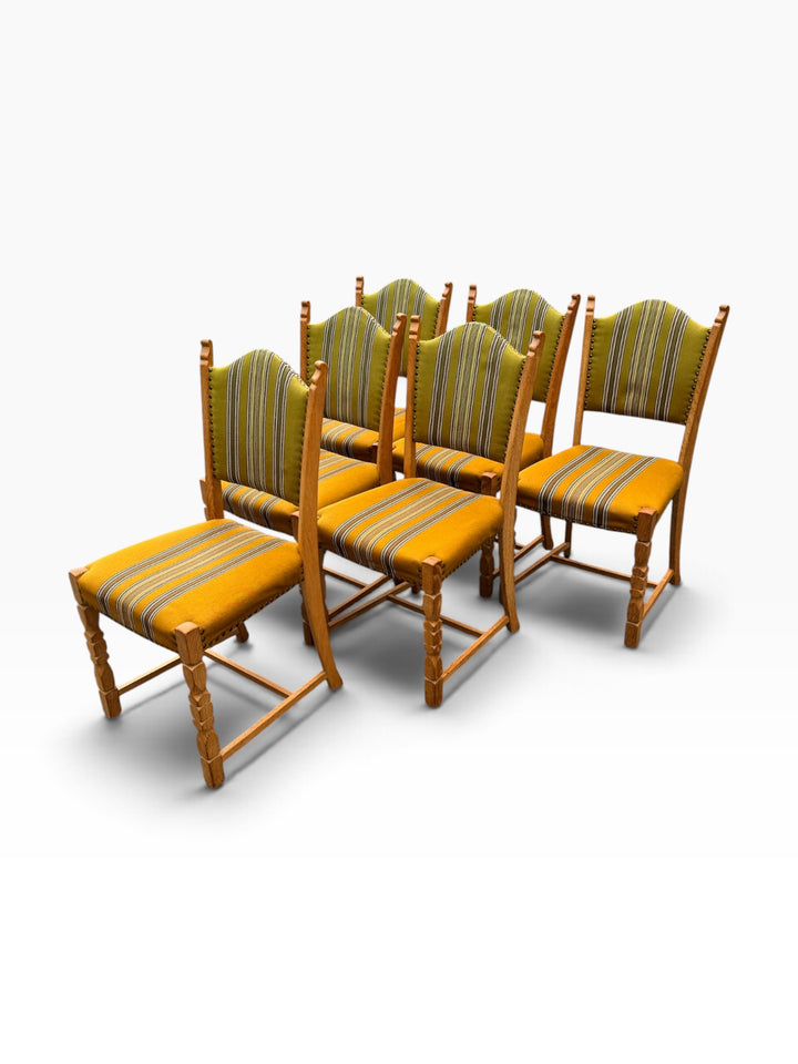 Six Kjærnulf chairs, angled group view