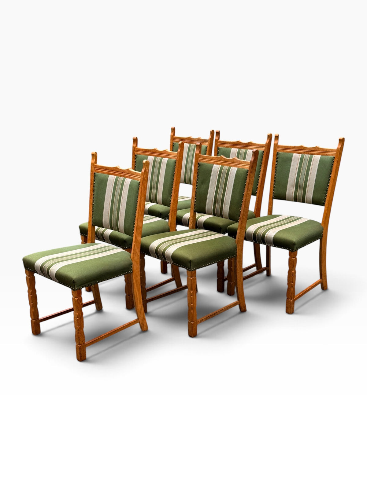 Six Kjærnulf chairs, angled group view
