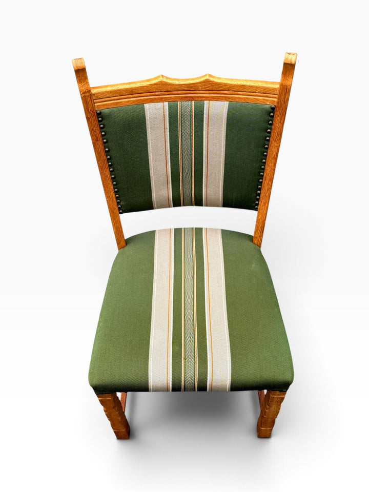 Striped upholstered seat and backrest