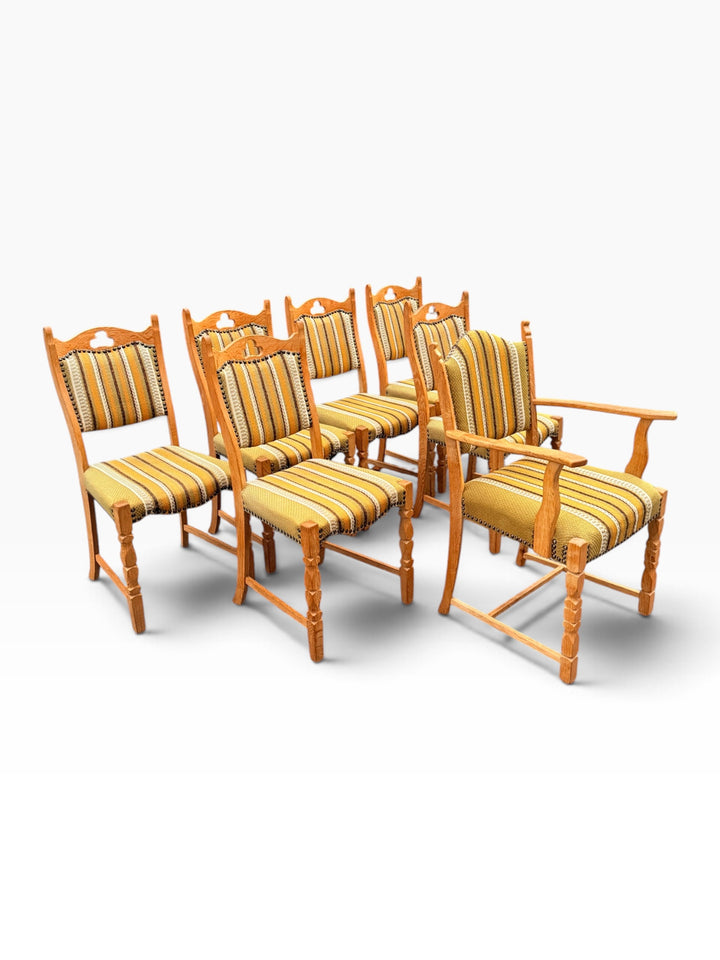Kjærnulf dining chairs, opposite angled group view