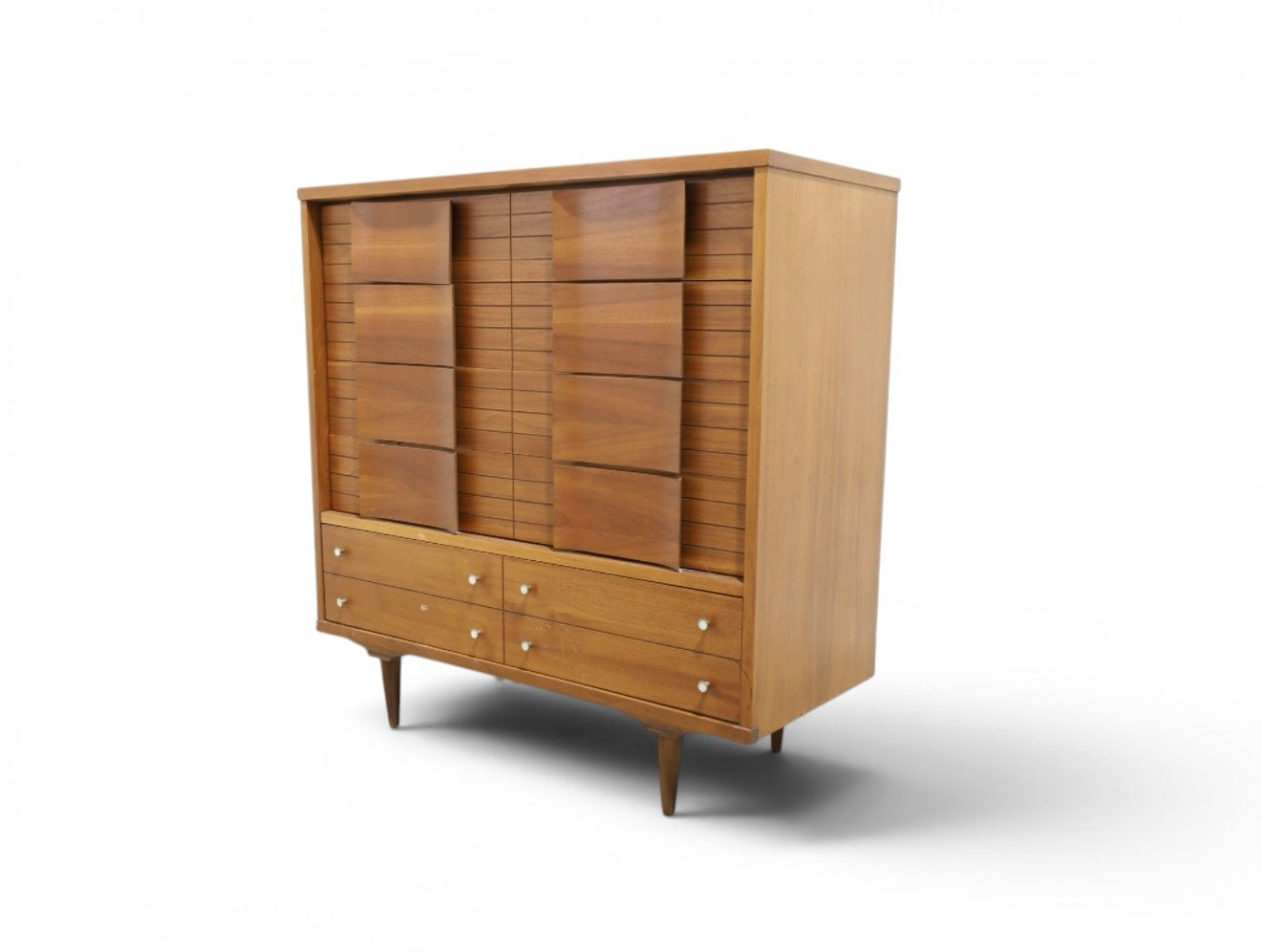 Johnson Carper dresser — front three-quarter view showing louvered drawer fronts