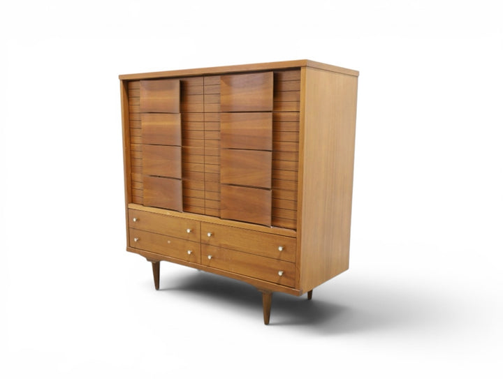 Johnson Carper dresser — front three-quarter view showing louvered drawer fronts