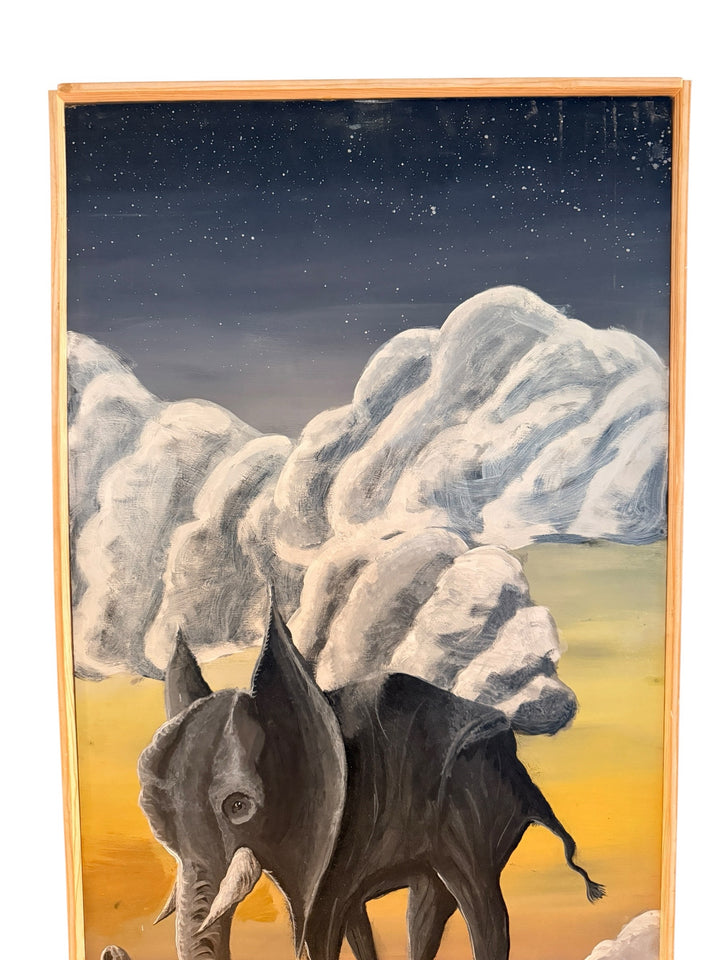 Joshua Dietz elephant painting — upper body and cloud detail