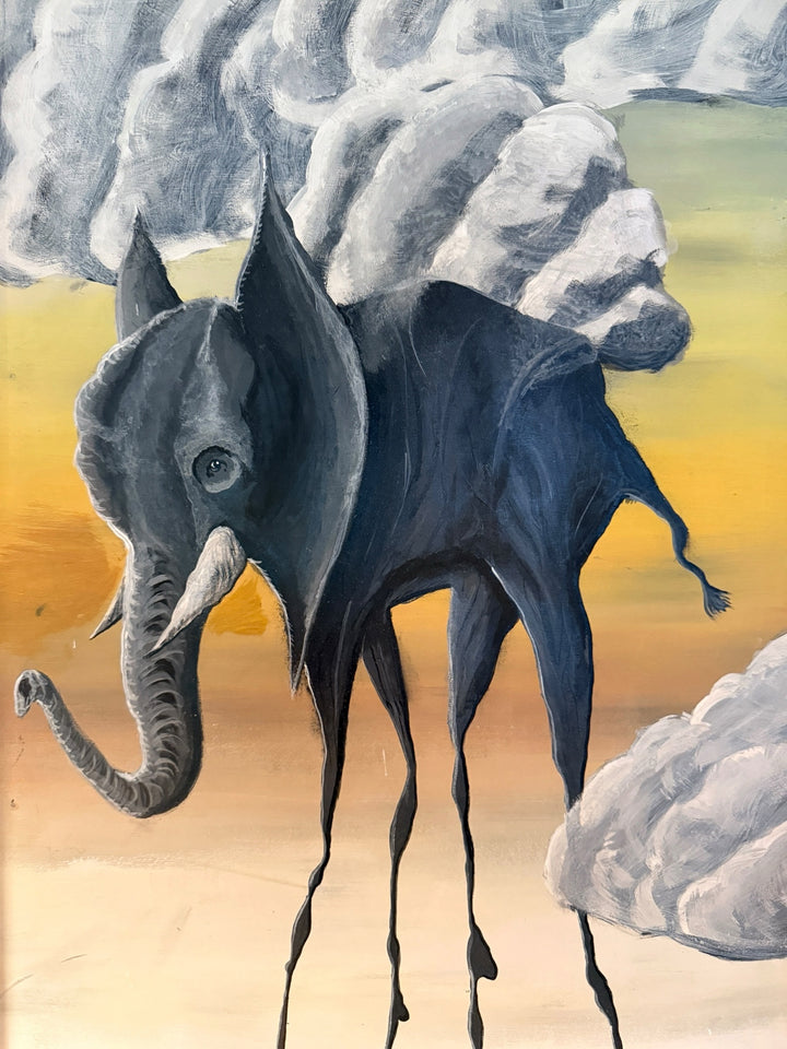 Joshua Dietz elephant painting — close-up head and trunk detail
