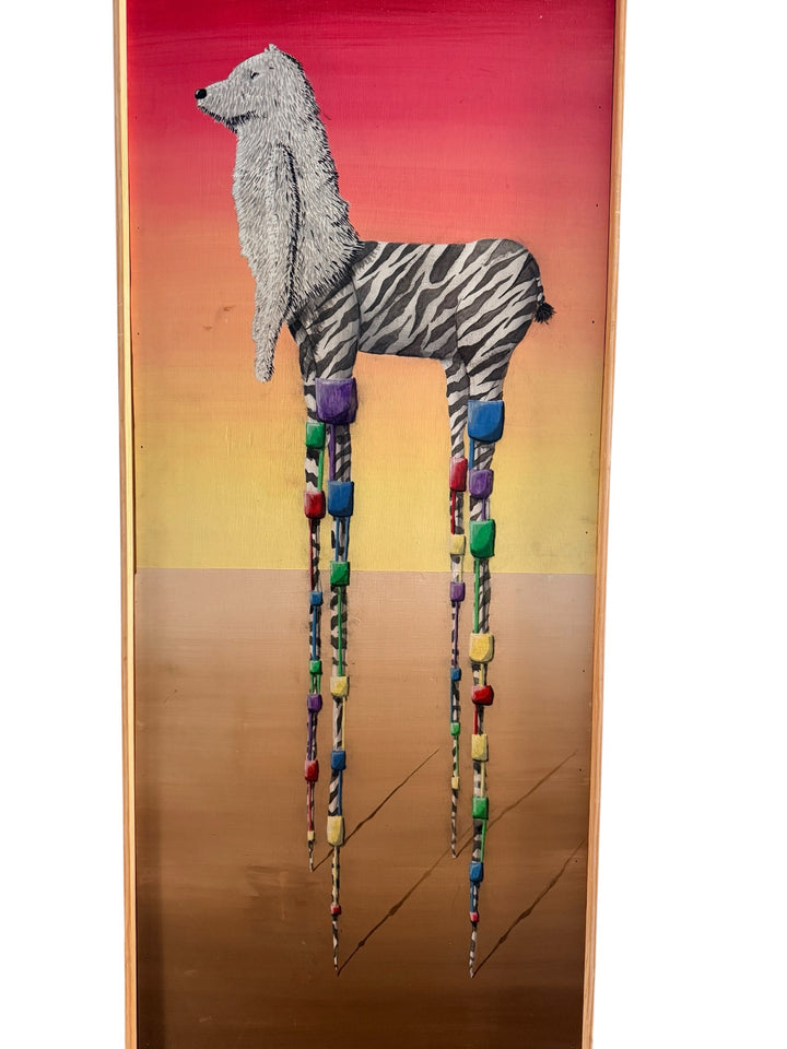 Joshua Dietz surrealist zebra painting — full view with float frame
