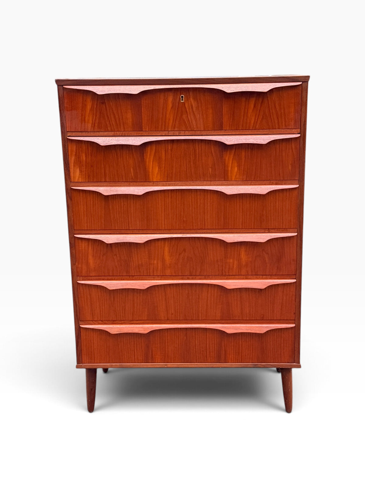 Klaus Okholm teak chest of six drawers for Trekanten, front view