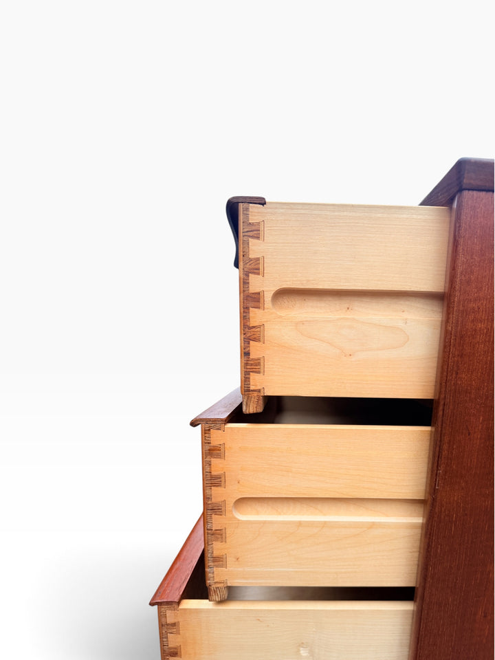 Dovetailed drawer joinery close-up