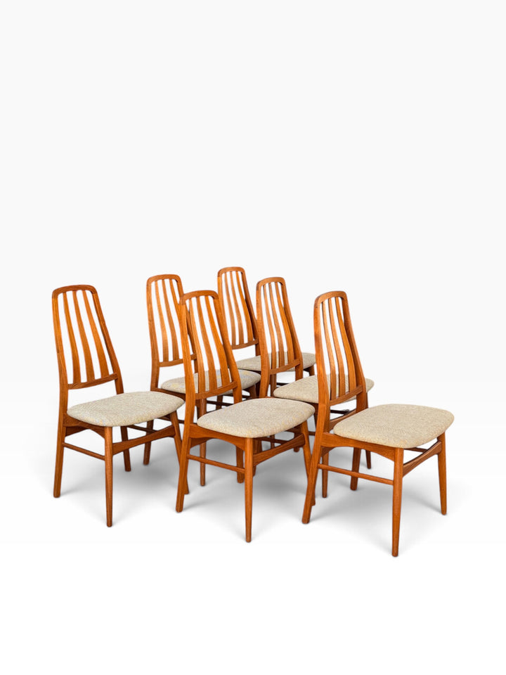 Six Koefoeds Hornslet dining chairs, side angle