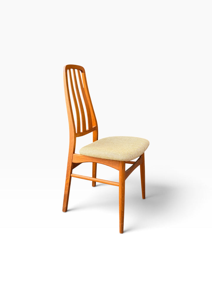 Teak dining chair, rear three-quarter view